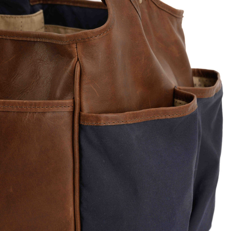 Belle Picnic Tote in Navy Ventile and Baldwin Oak by Moore & Giles