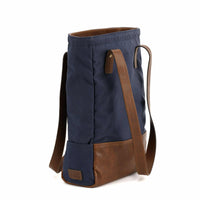 Petty Bottle Tote in Navy Ventile and Baldwin Oak by Moore & Giles