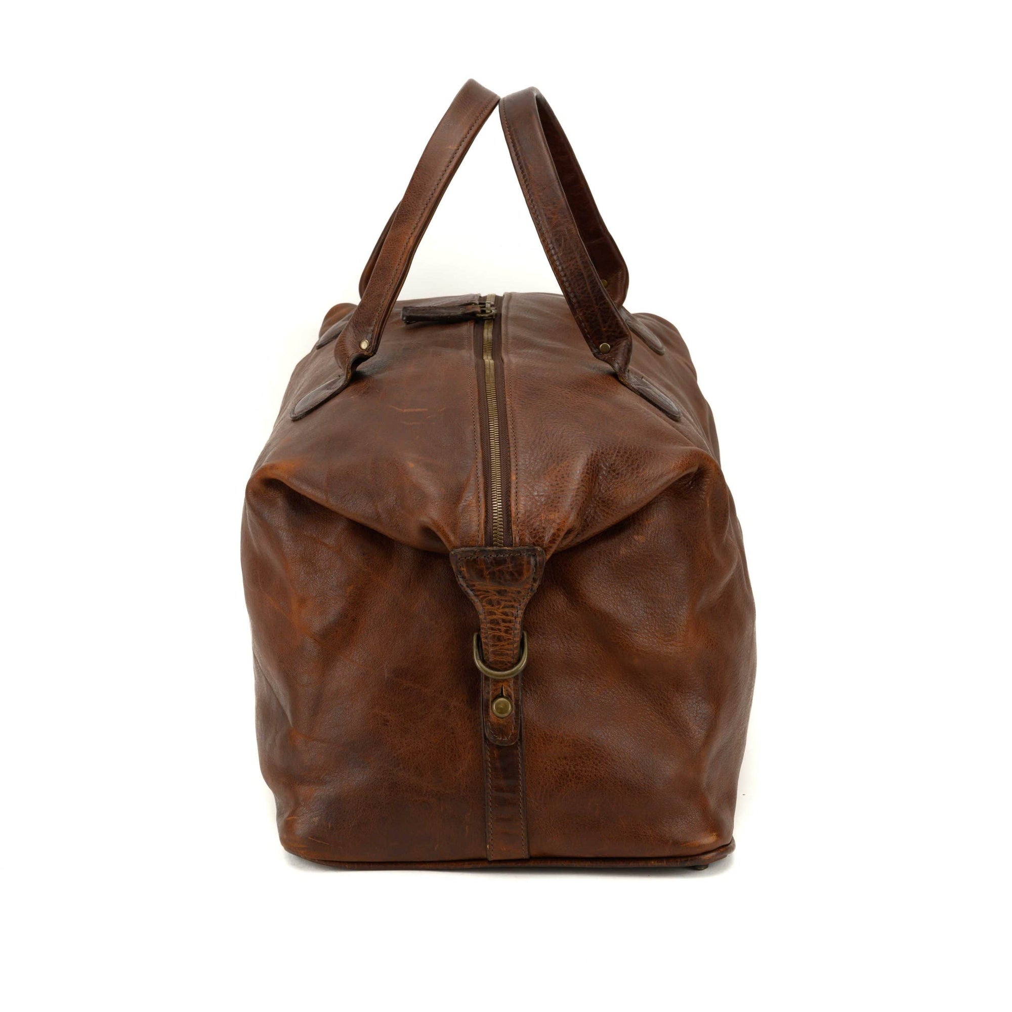 Benedict Leather Weekend Bag in Titan Milled Brown by Moore & Giles
