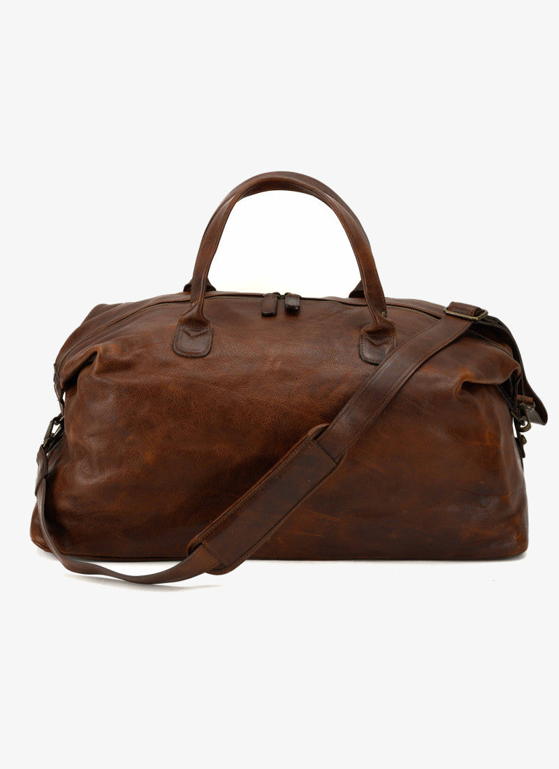 Benedict Leather Weekend Bag in Titan Milled Brown by Moore & Giles
