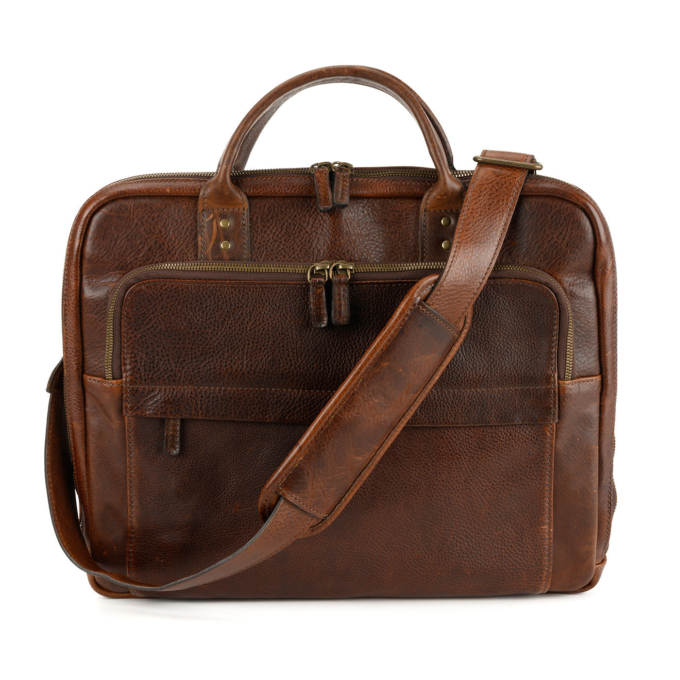 Jay Modern Briefcase in Titan Milled Brown by Moore & Giles