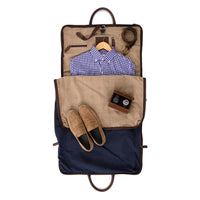 Gravely Garment Bag in Navy Ventile and Baldwin Oak by Moore & Giles