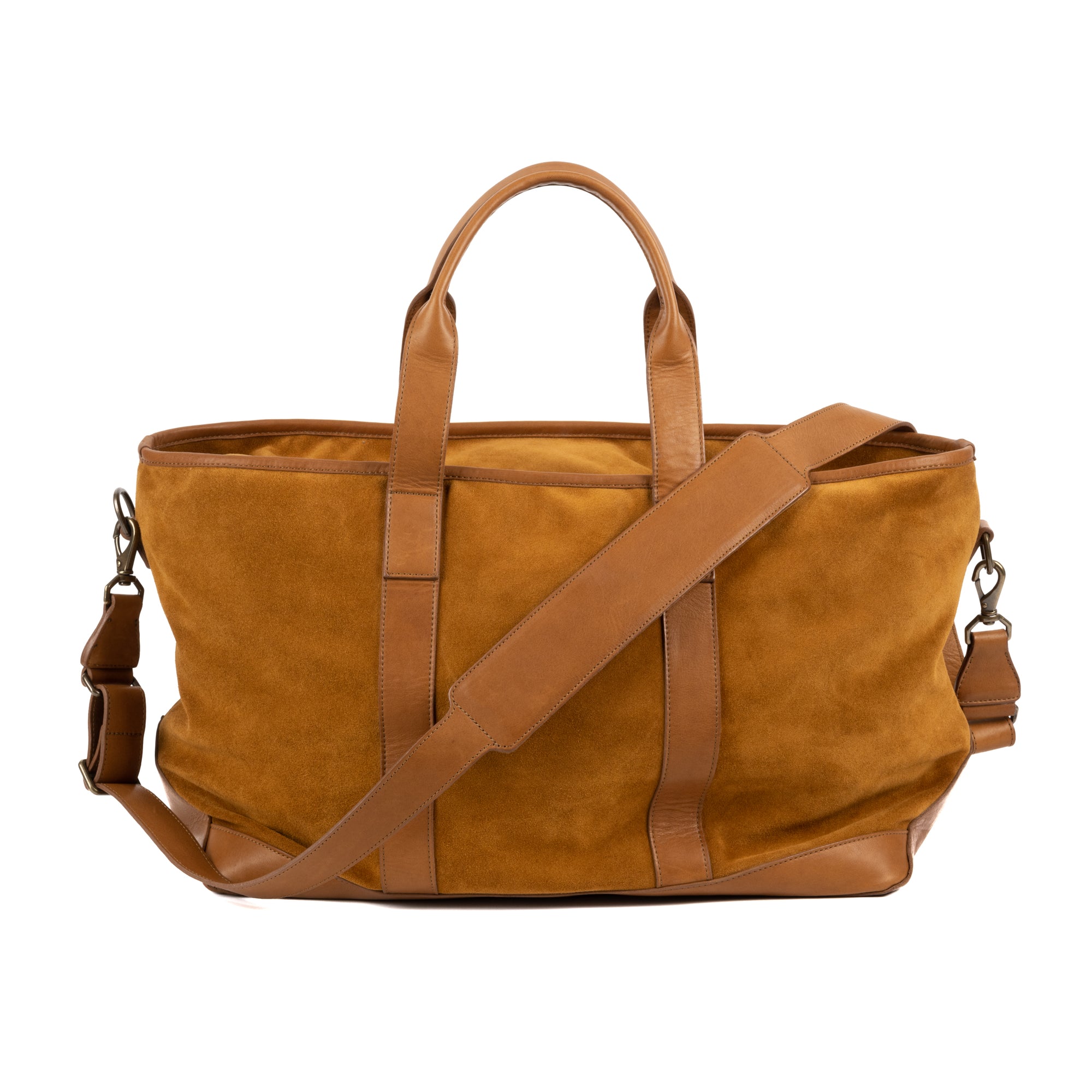 Alex Suede and Leather Travel Bag in Valencia Cider & Valhalla Nutmeg by Moore & Giles