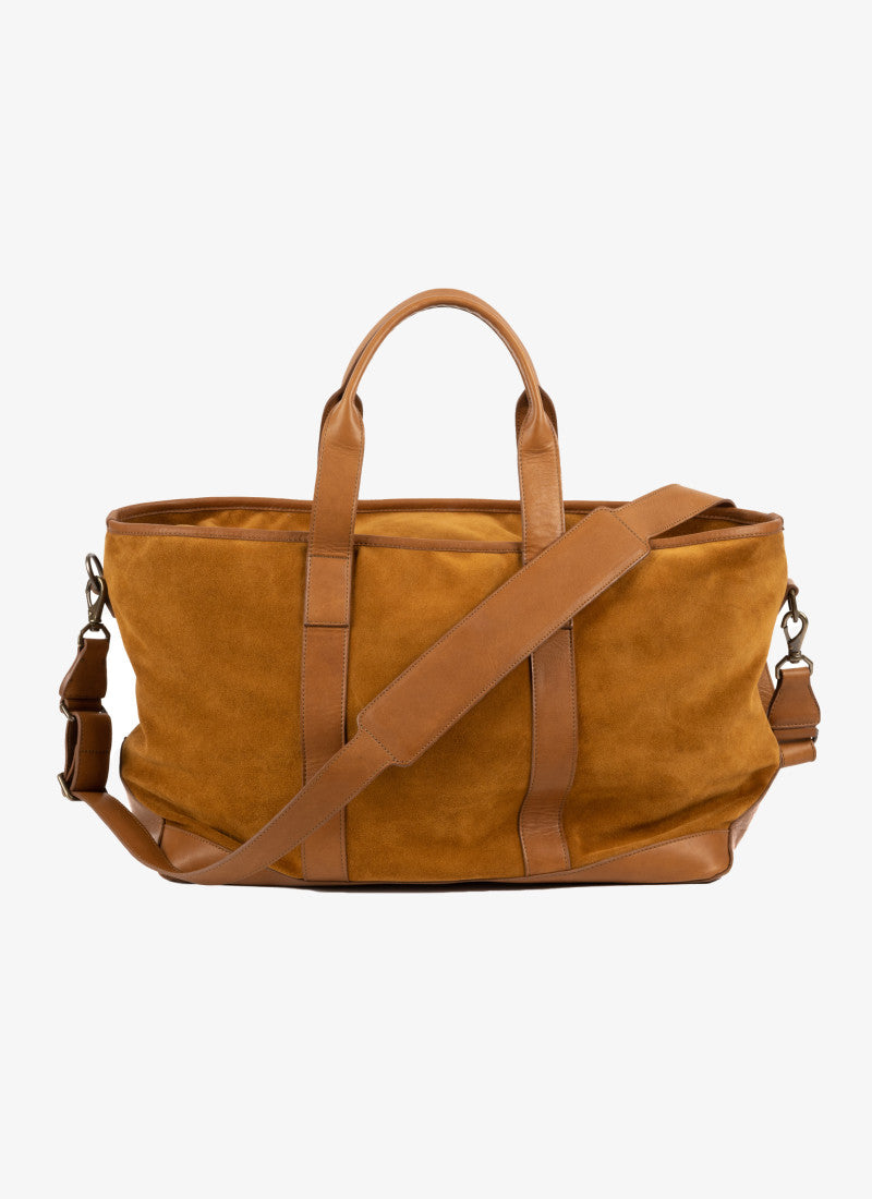 Alex Suede and Leather Travel Bag in Valencia Cider & Valhalla Nutmeg by Moore & Giles