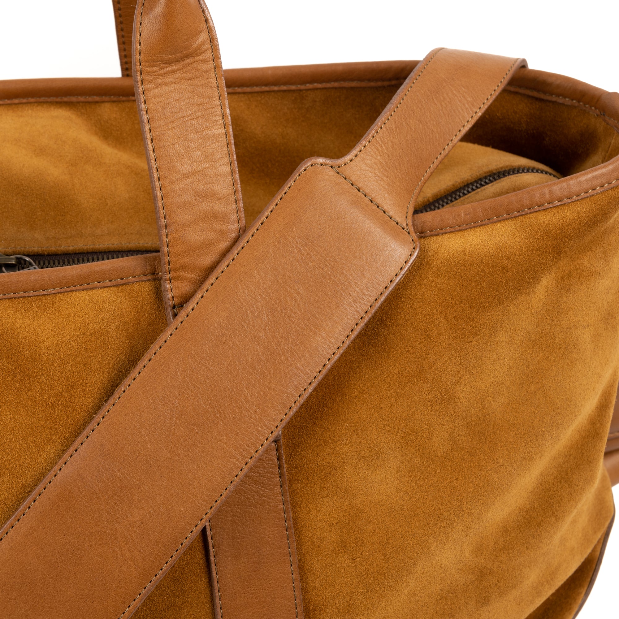 Alex Suede and Leather Travel Bag in Valencia Cider & Valhalla Nutmeg by Moore & Giles