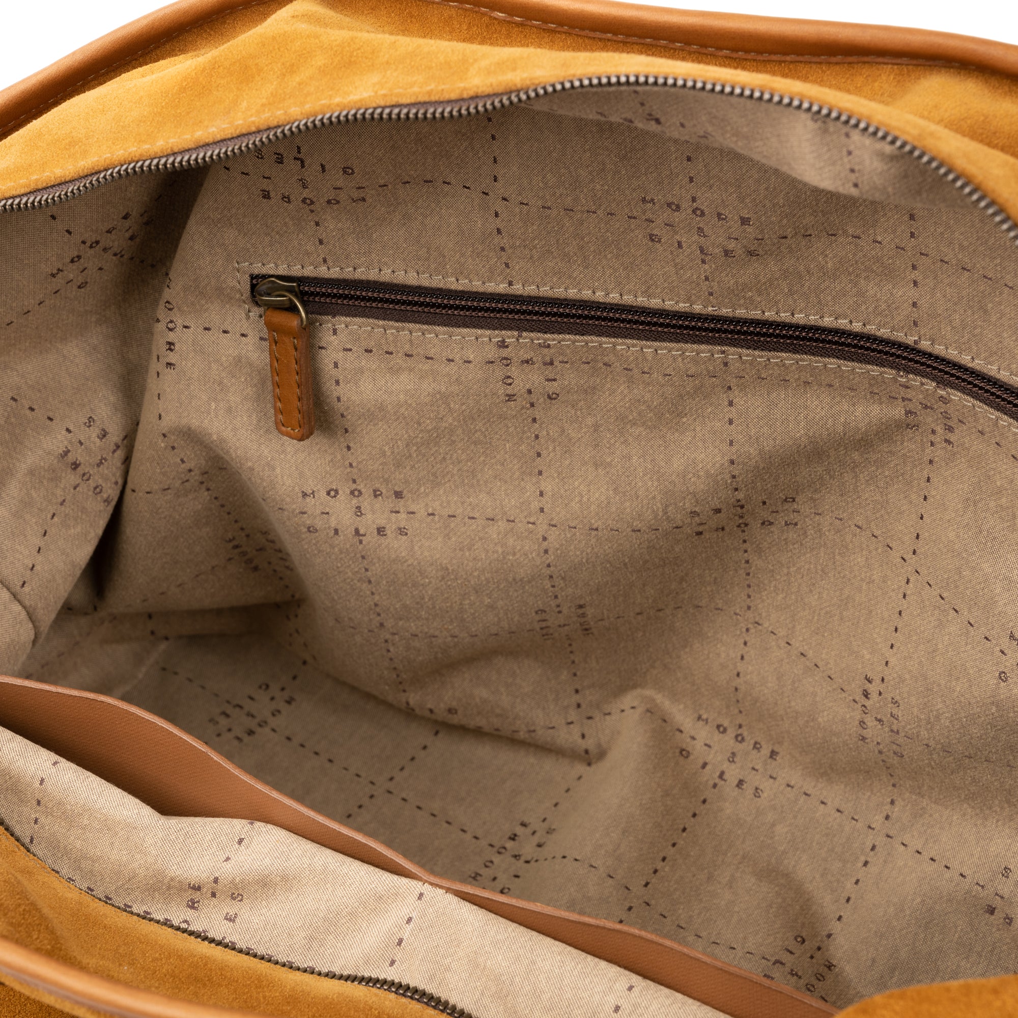 Alex Suede and Leather Travel Bag in Valencia Cider & Valhalla Nutmeg by Moore & Giles