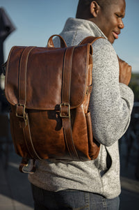 Crews Backpack in Titan Milled Brown/Honey by Moore & Giles