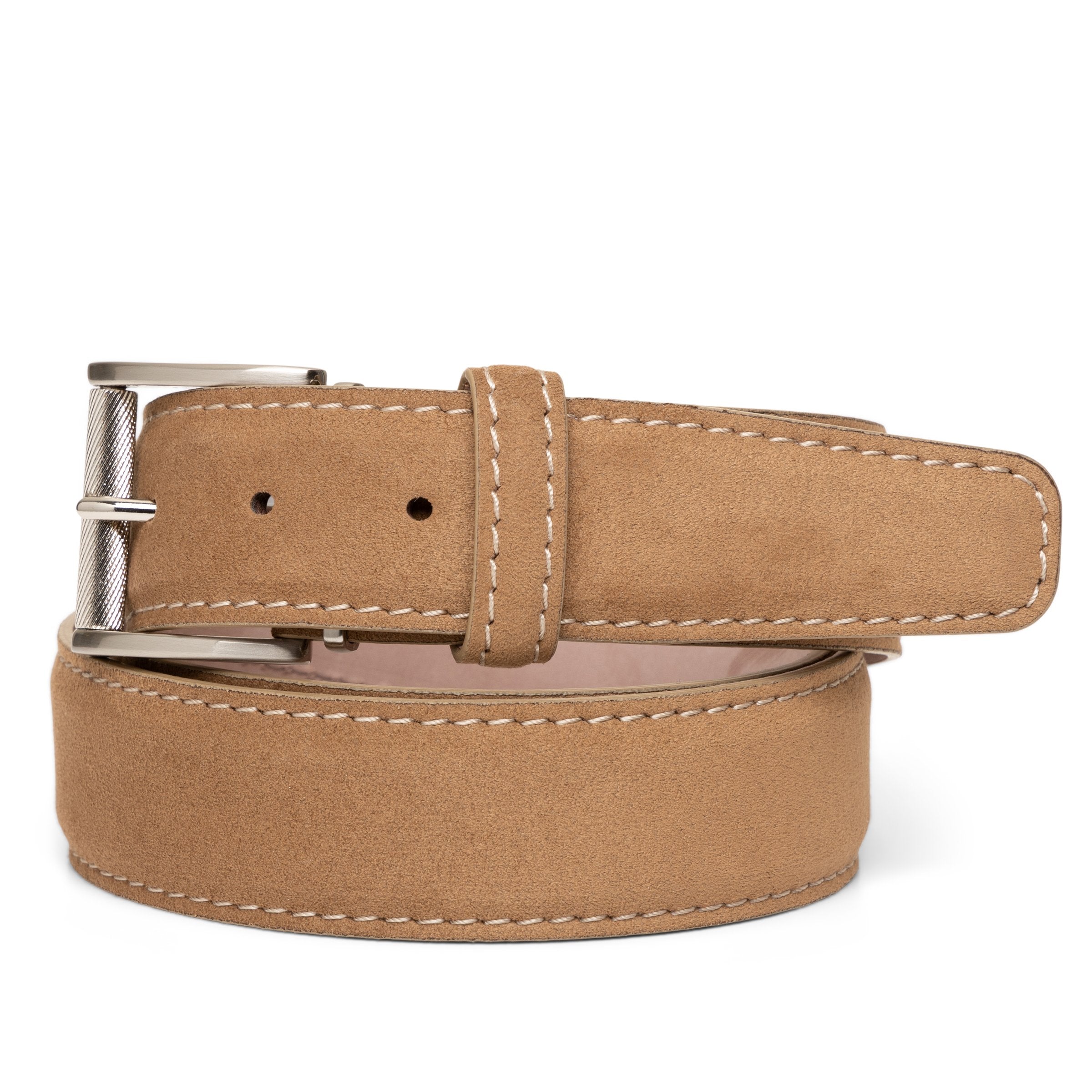 Alcantara Synthetic Suede Belt in Taupe by L.E.N.