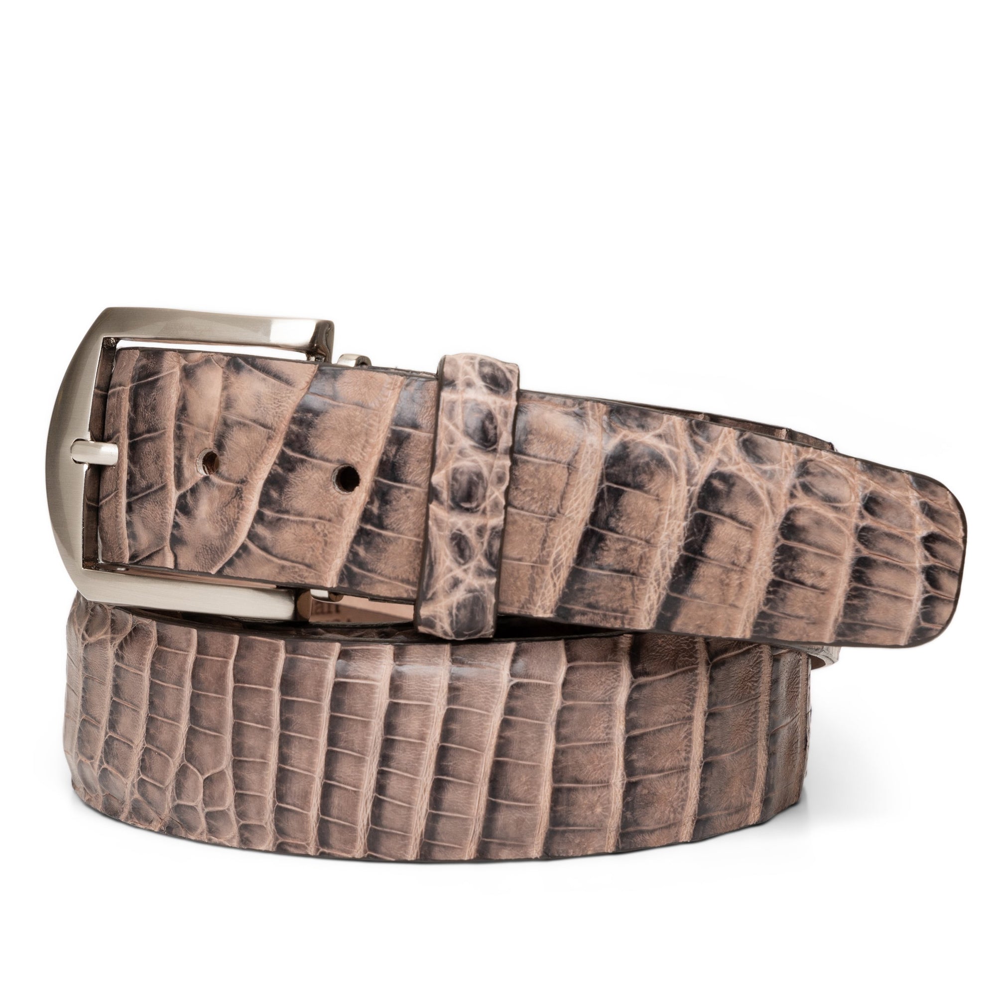 Genuine Caiman Crocodile Belt in Cigar Black by L.E.N.