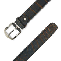 Ultra Matte Two-Tone American Alligator Belt in Charcoal and Mink by L.E.N.