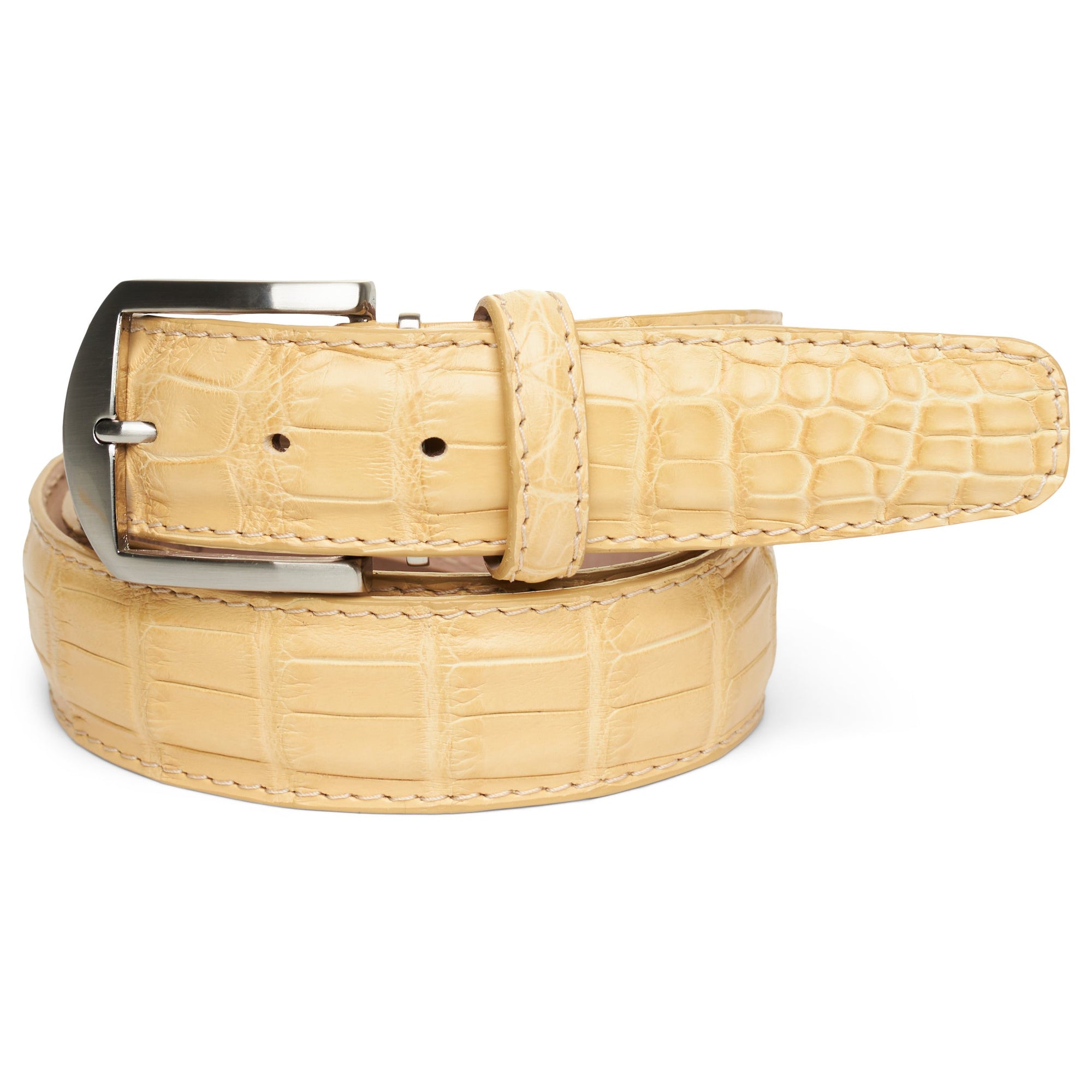 American Alligator Belt (40mm) in Butter by L.E.N.