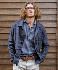 Wool and Cashmere Plaid Sport Blouson Jacket in Navy by Borgo28