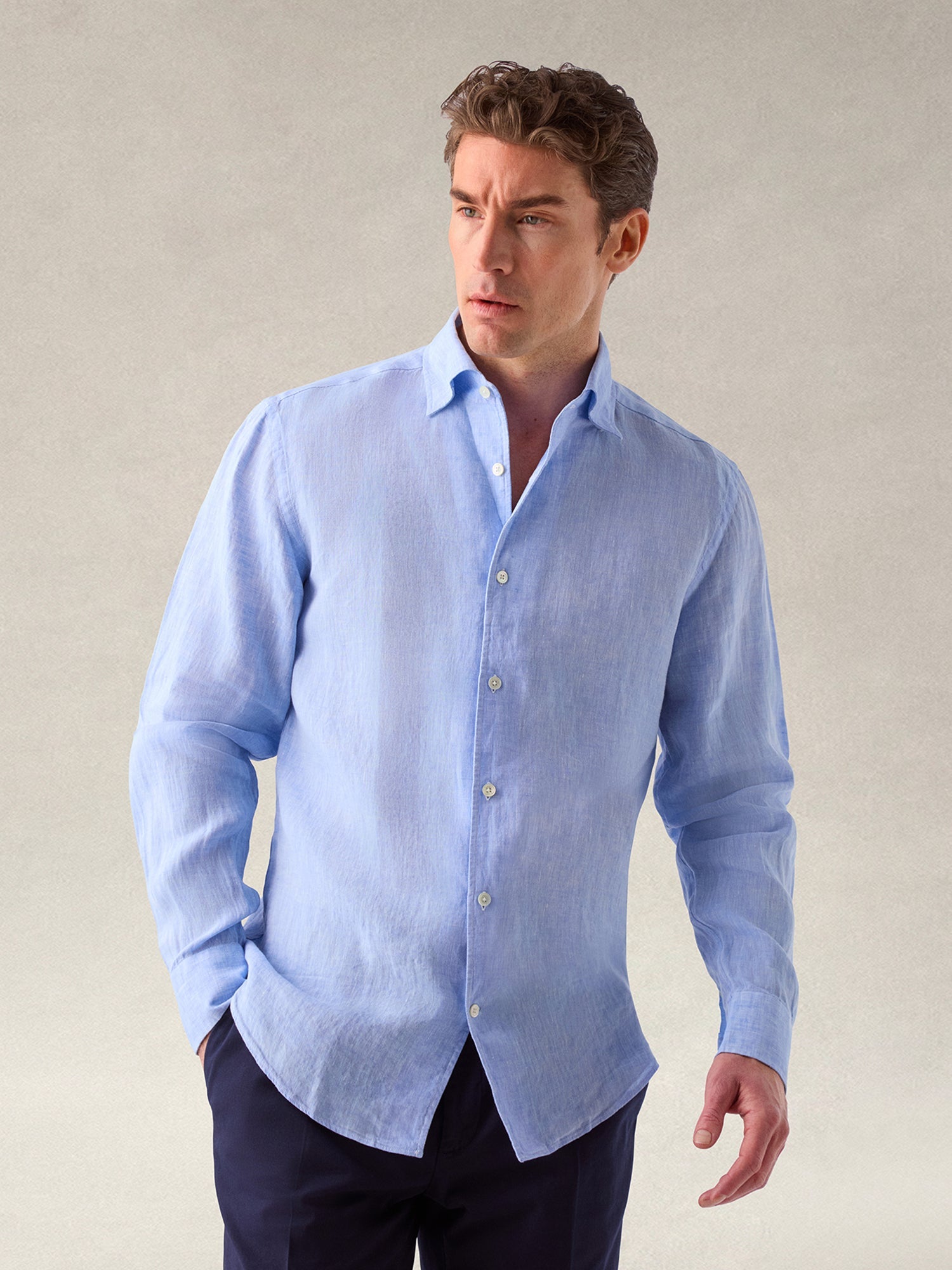 Morgan French Linen Shirt in Blue by Robert Talbott