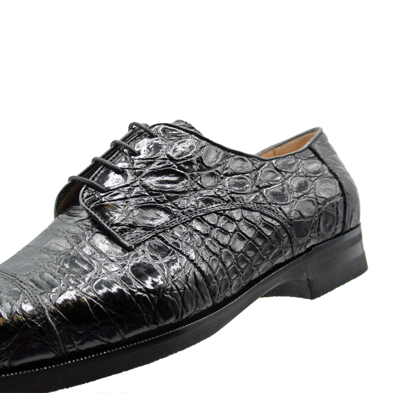 Andrea Crocodile Lace Up in Black by Zelli Italia