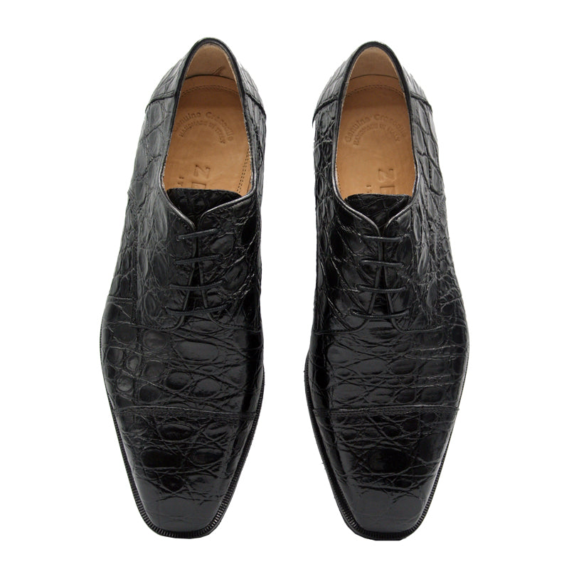 Andrea Crocodile Lace Up in Black by Zelli Italia