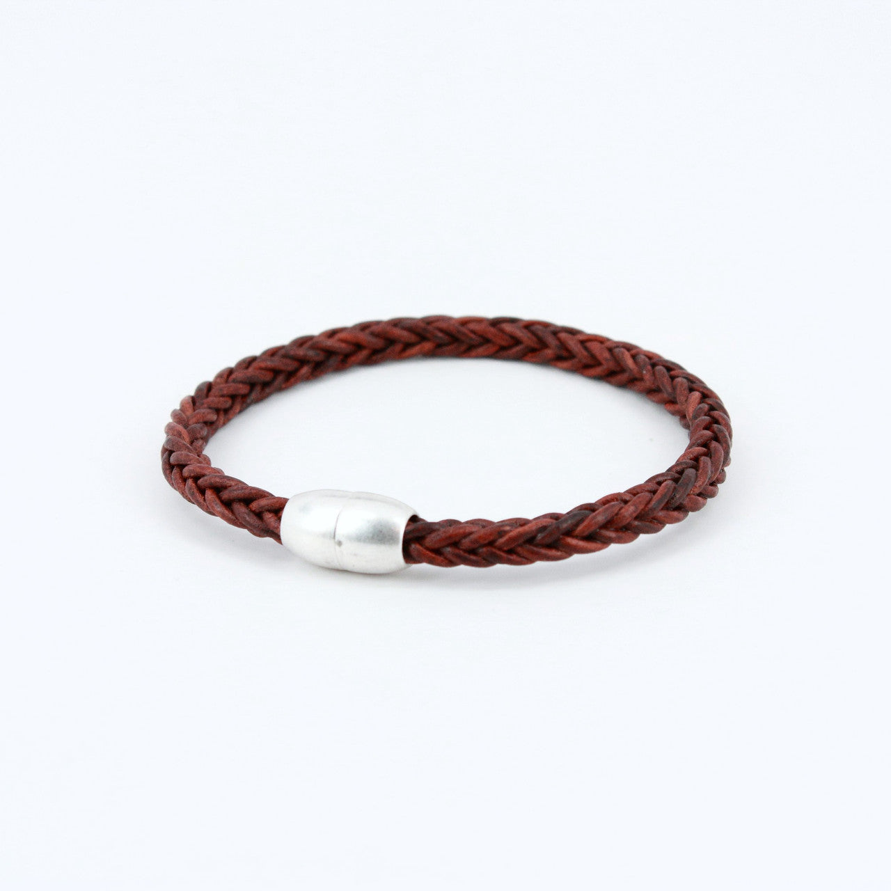 Antiqued Plaited Leather Modo Bracelet with Sterling Plated Closure in Choice of Colors by Torino Leather