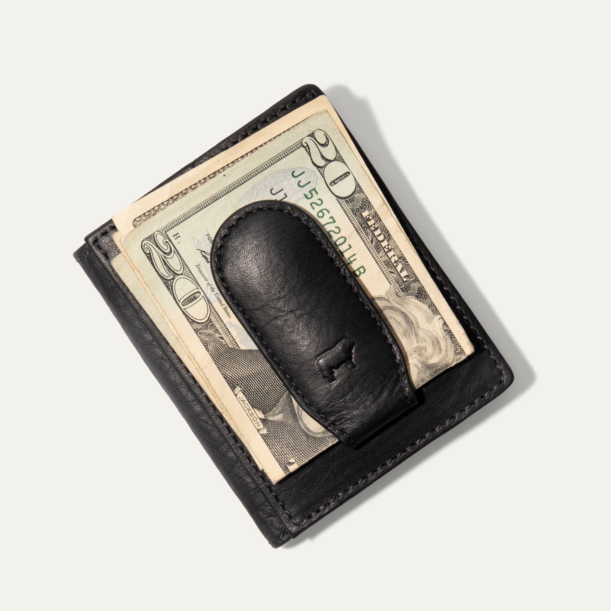 Classic Leather Money Clip Wallet in Black by Will Leather Goods
