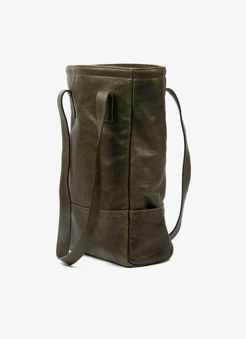 Petty Bottle Tote in Titan Milled Olive by Moore & Giles