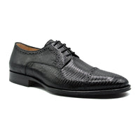 Giovanni Teju Lizard Lace Up with Micro Perf in Black by Zelli Italia