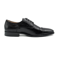 Giovanni Teju Lizard Lace Up with Micro Perf in Black by Zelli Italia