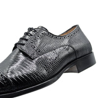 Giovanni Teju Lizard Lace Up with Micro Perf in Black by Zelli Italia