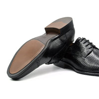 Giovanni Teju Lizard Lace Up with Micro Perf in Black by Zelli Italia