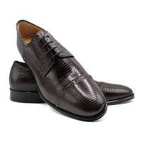 Giovanni Teju Lizard Lace Up with Micro Perf Detail in Brown by Zelli Italia
