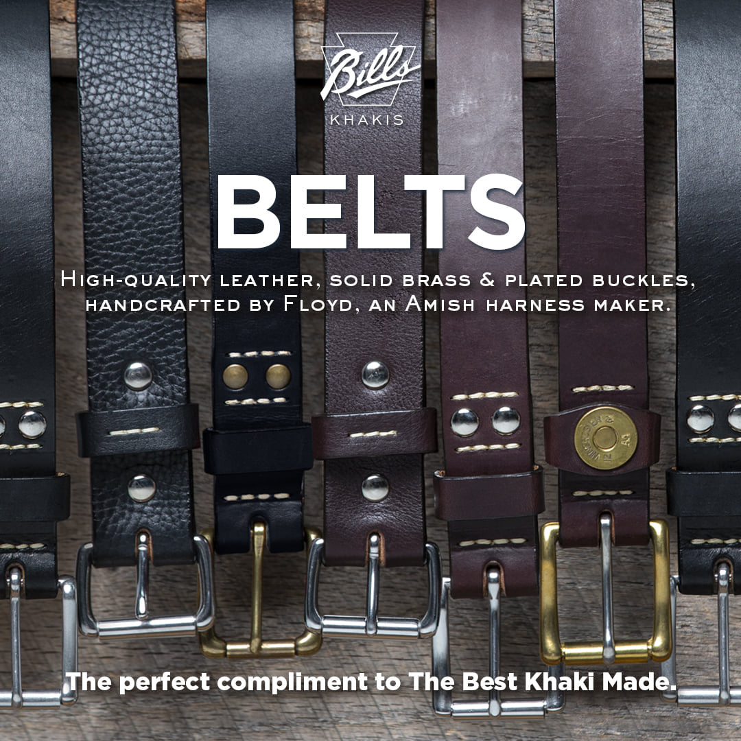 Milled Bridle Leather Belt in Black by Bills Khakis