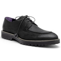 Campo Italian Sueded Goatskin Blucher with Seal Wax Finish in Black by Zelli Italia