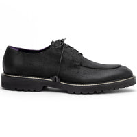 Campo Italian Sueded Goatskin Blucher with Seal Wax Finish in Black by Zelli Italia