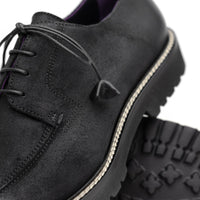 Campo Italian Sueded Goatskin Blucher with Seal Wax Finish in Black by Zelli Italia