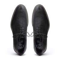 Campo Italian Sueded Goatskin Blucher with Seal Wax Finish in Black by Zelli Italia