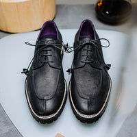 Campo Italian Sueded Goatskin Blucher with Seal Wax Finish in Black by Zelli Italia