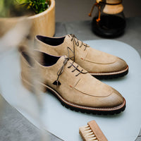 Campo Italian Sueded Goatskin Blucher with Seal Wax Finish in Oak by Zelli Italia