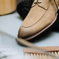 Campo Italian Sueded Goatskin Blucher with Seal Wax Finish in Oak by Zelli Italia