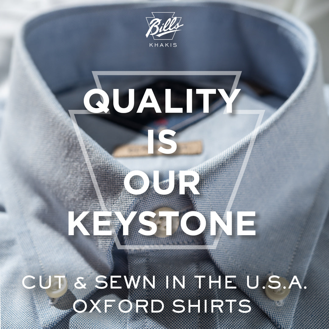 Classic Fit Solid Washed Oxford Sport Shirt in Blue by Bills Khakis