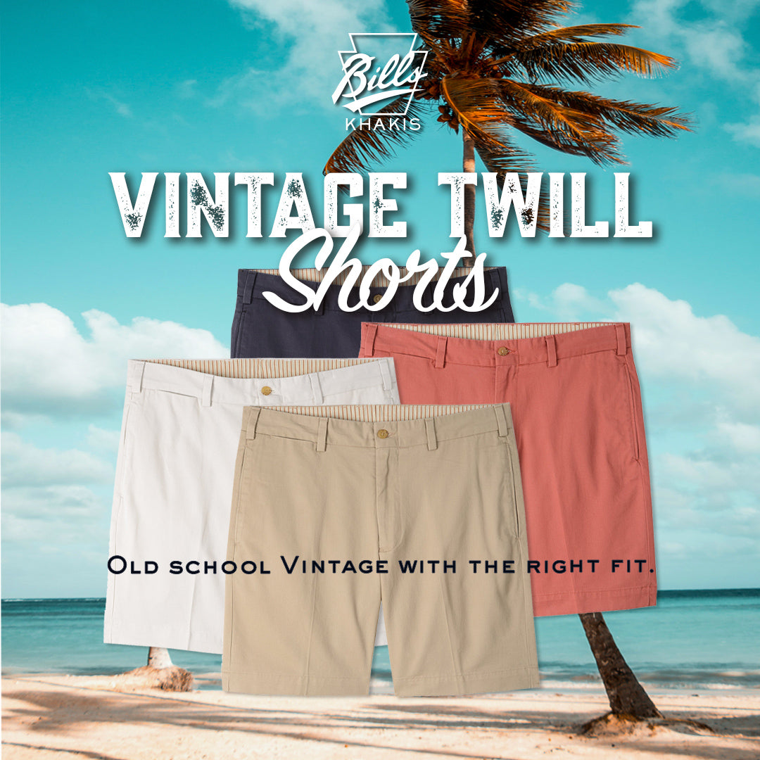 M2 Classic Fit Vintage Twill Shorts in Khaki by Bills Khakis
