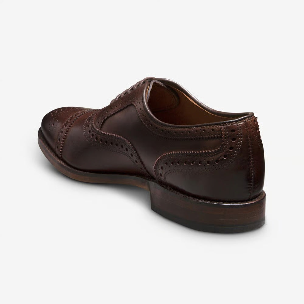 Strand Cap-Toe Oxford Dress Shoe with Perf Detailing in Mahogany Leather by Allen Edmonds
