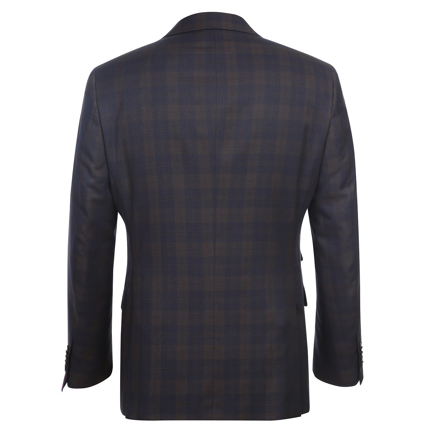 Stretch Performance Double Breasted SLIM FIT Suit in Brown with Navy Check by English Laundry