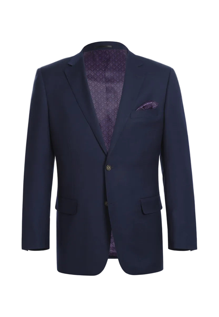 Super 140s Wool Single Breasted CLASSIC FIT Blazer in Blue Navy (Short, Regular, and Long Available) by Renoir