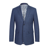 Stretch Performance Single Breasted SLIM FIT Suit in Blue Check (Short, Regular, and Long Available) by English Laundry