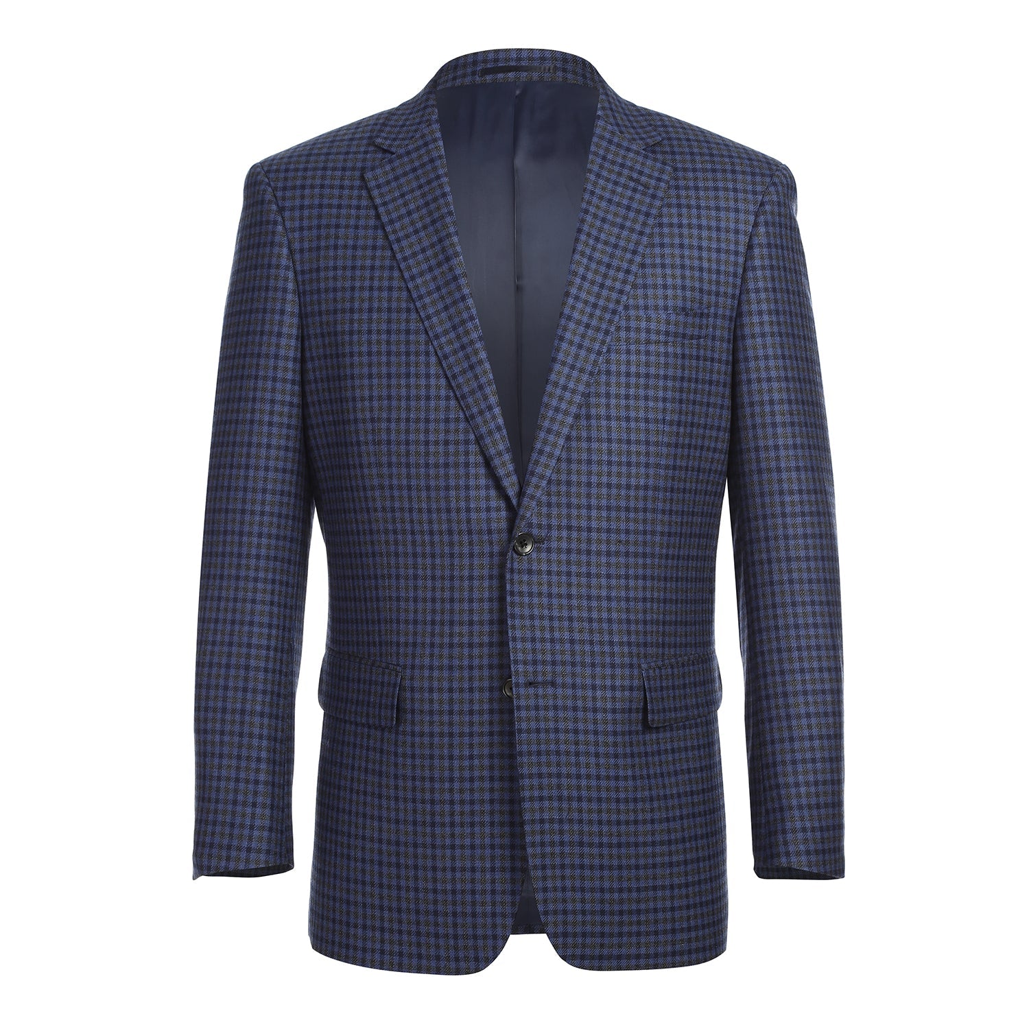 Wool Blend CLASSIC FIT Blazer in Blue and Grey Check (Short, Regular, and Long Available) by Renoir