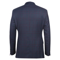 Stretch Performance Single Breasted SLIM FIT Suit in Blue with Burgundy Check (Regular and Long Available) by English Laundry
