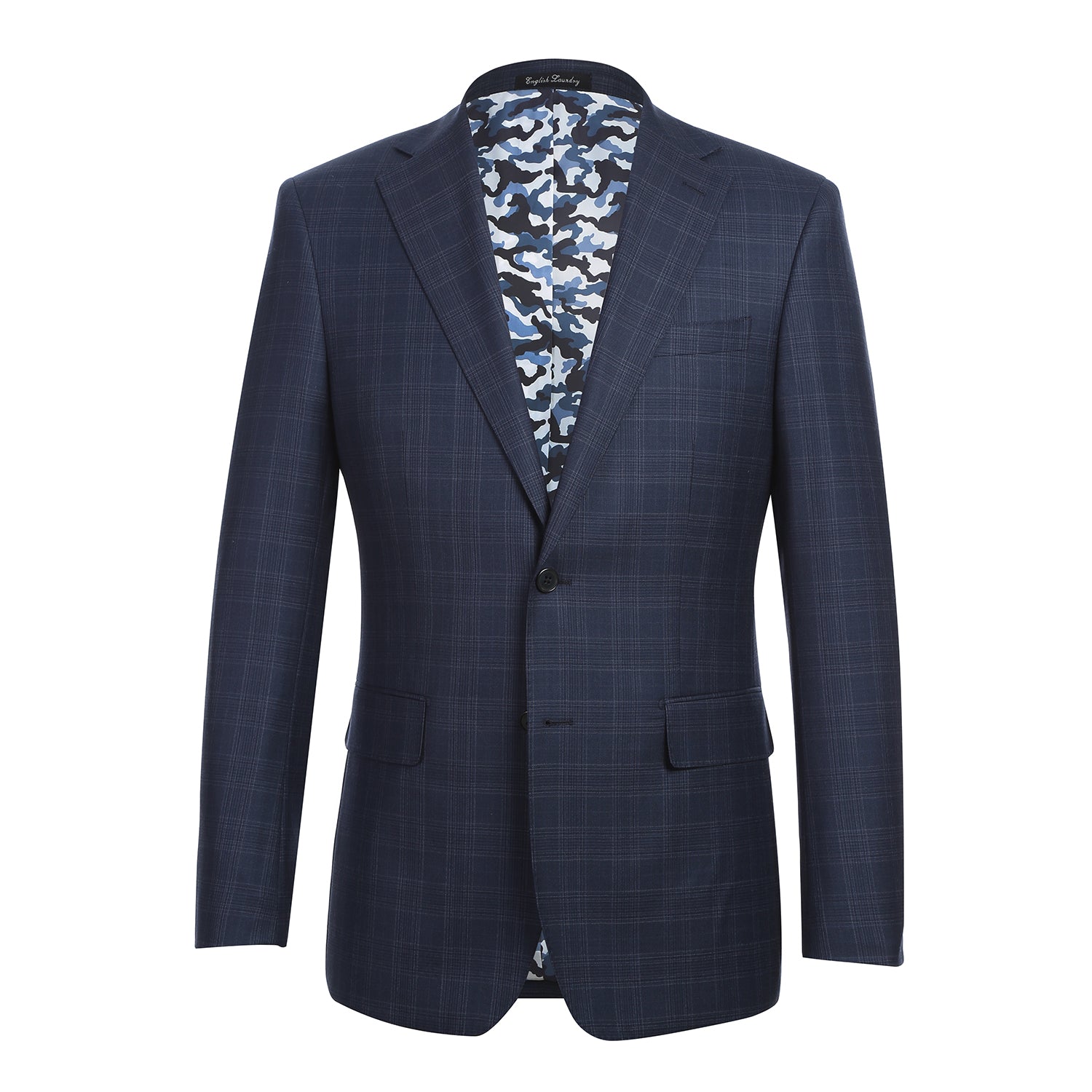 Wool Stretch Single Breasted SLIM FIT Suit in Blue Check (Short, Regular, and Long Available) by English Laundry