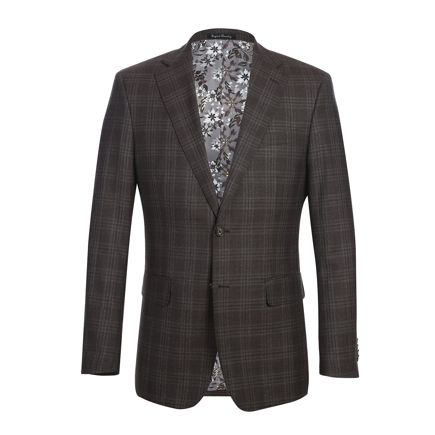 Wool Stretch Single Breasted SLIM FIT Suit in Brown Check (Short, Regular, and Long Available) by English Laundry