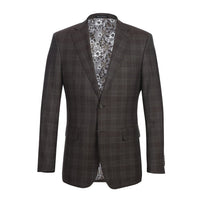 Wool Stretch Single Breasted SLIM FIT Suit in Brown Check (Short, Regular, and Long Available) by English Laundry