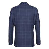 Wool Stretch Single Breasted SLIM FIT Suit in Navy Windowpane Check (Short, Regular, and Long Available) by English Laundry