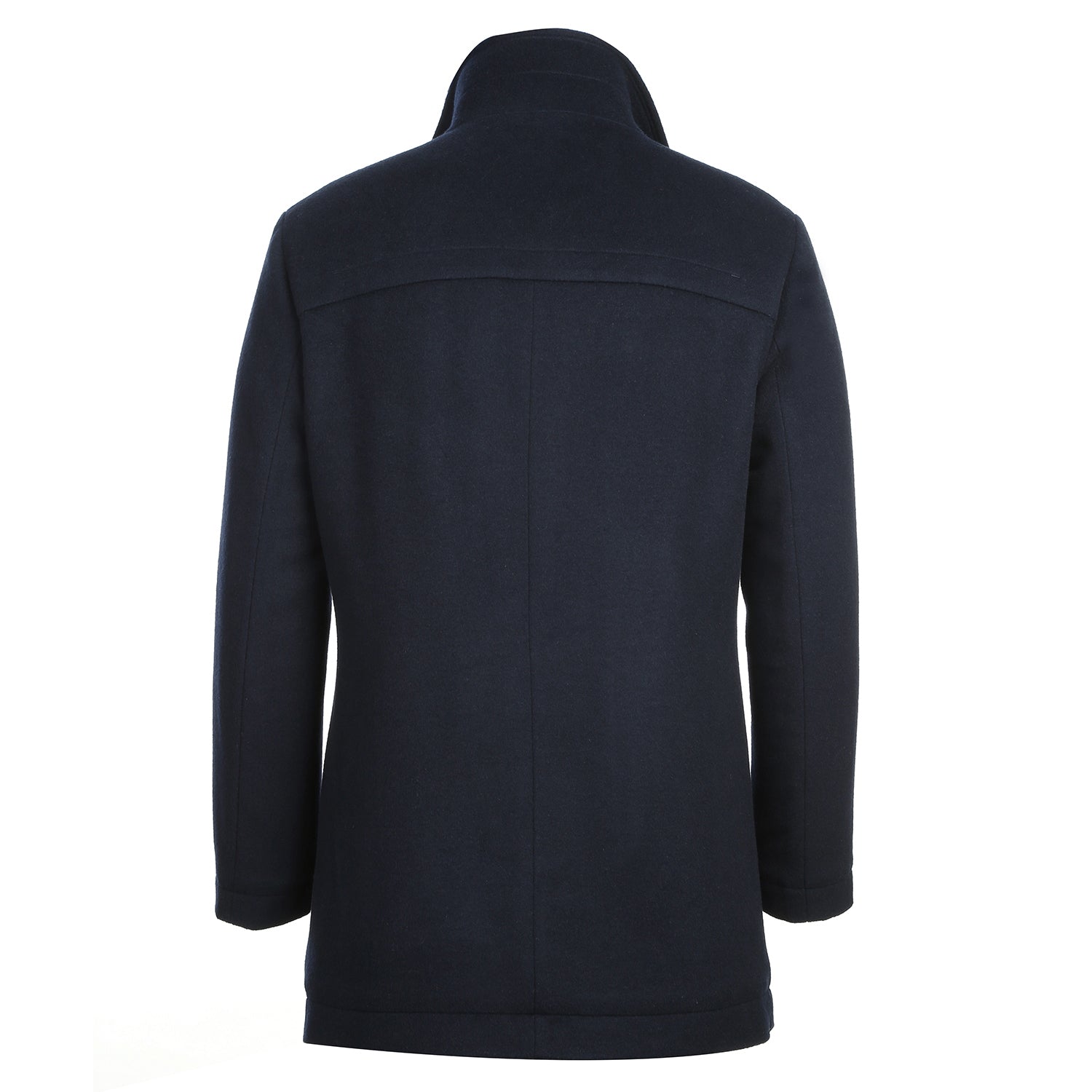 Wool Blend SLIM FIT Short Overcoat with Zip-Out Lining in Navy (Regular, Short, & Long Lengths) by English Laundry