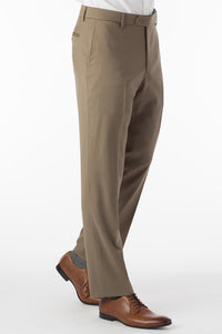 Super 130s Loro Piana Wool Gabardine Flat Front Trouser in British Tan, Size 46 (Park Traditional Fit) by 6 East by Ballin