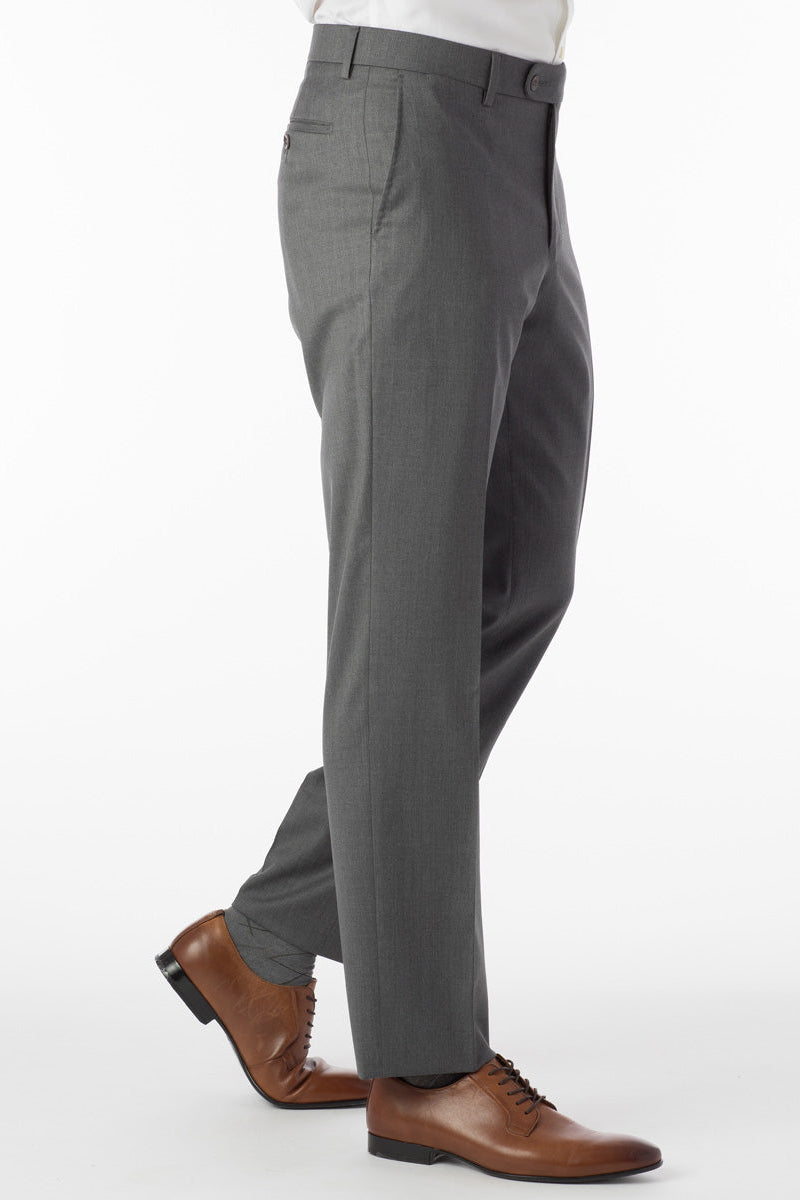 Super 130s Loro Piana Wool Gabardine Flat Front Trouser in Grey (Choice of Fits) by 6 East by Ballin